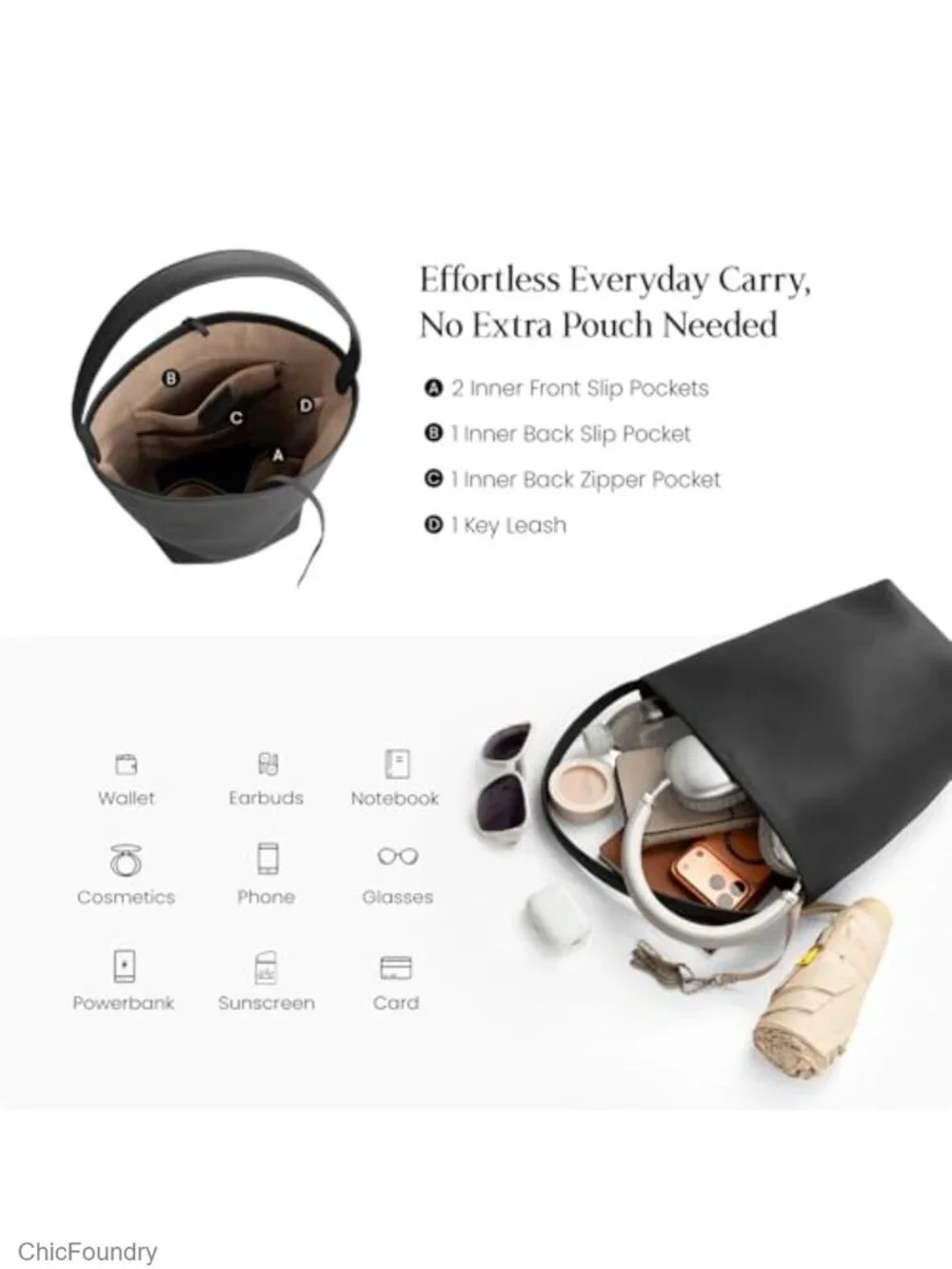 Genuine Leather Bucket Bag, Pebbled Texture, Shoulder Bag
